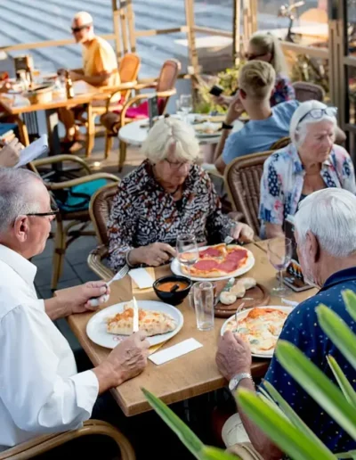 Dining on the terrace of Italian restaurant San Mario's in Zeewolde